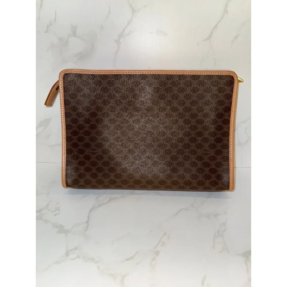 Celine Macadam Canvas Clutch with Tan Leather Trim - Picture 2 of 9